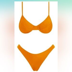 Vibrant Orange Bikini for Swim Adventures triangle textured 2 piece